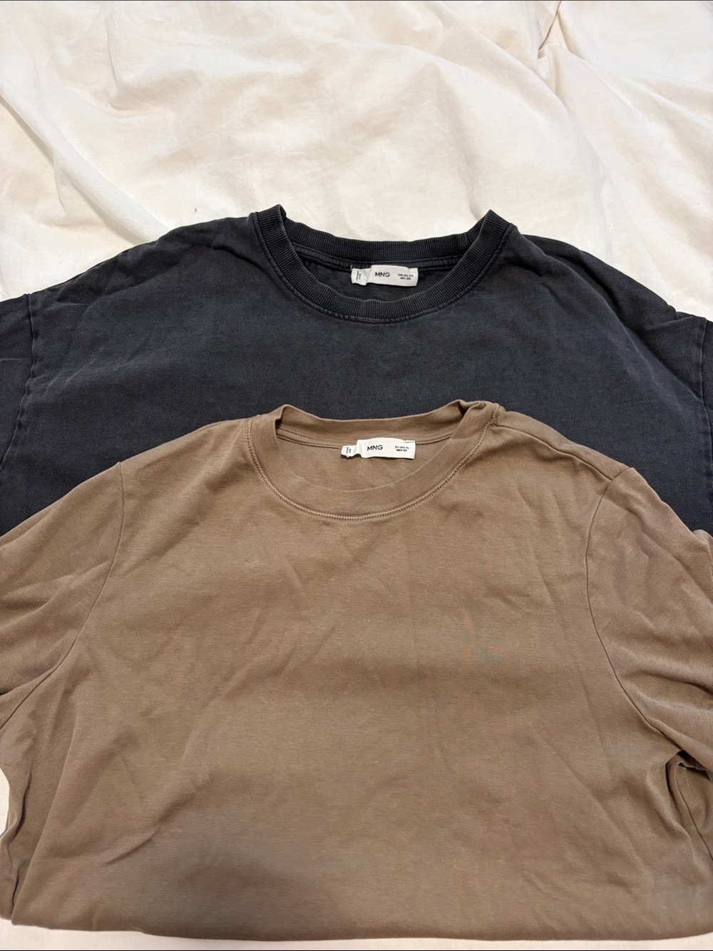 Set of 2 Mango Crew Neck T-Shirt - Black and Brown